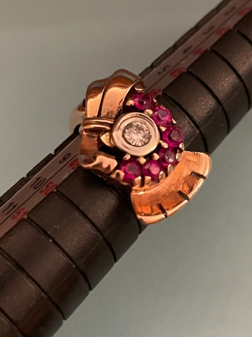 Vintage 14k Gold Ring Rose Gold 1920s - 1940s Art Deco Sz 4.5 RARE 5 grams - Picture 3 of 12